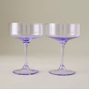 Anthropologie Morgan Coupe Glasses in Lilac, Set of 2. NIB